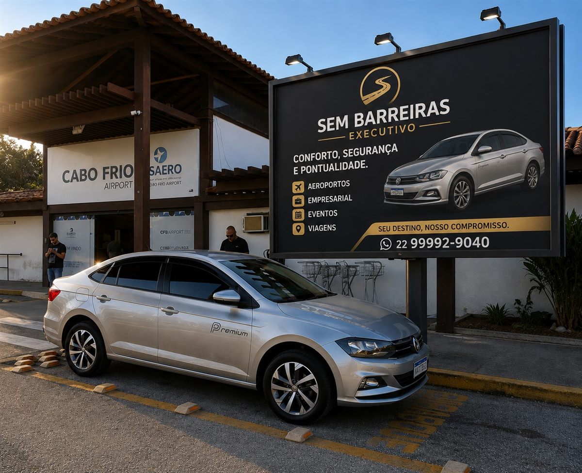 Carro da Sem Barreiras Executivo no Aeroporto de Cabo Frio