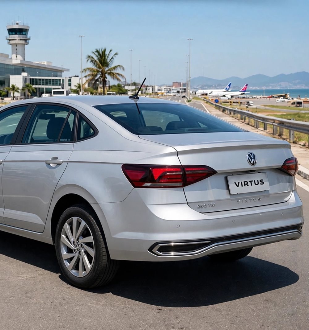 VW Virtus prata chegando ao Aeroporto do Galeão